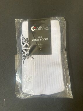 ethika White and Black Boys Crew Socks